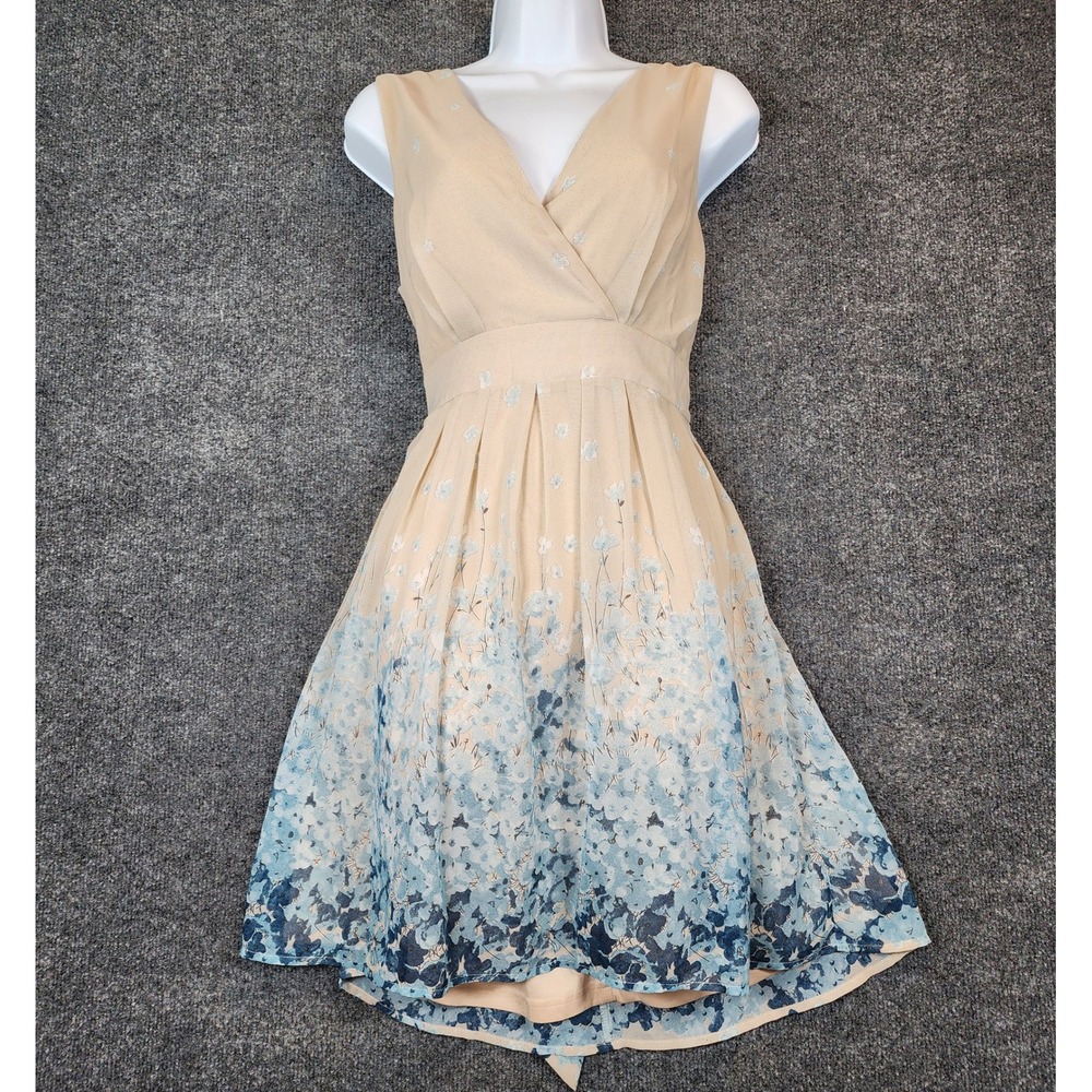 Yumi Women Cottagecore Prairie Floral Garden Fairy Wedding Fit Flare‎ Dress 8/10